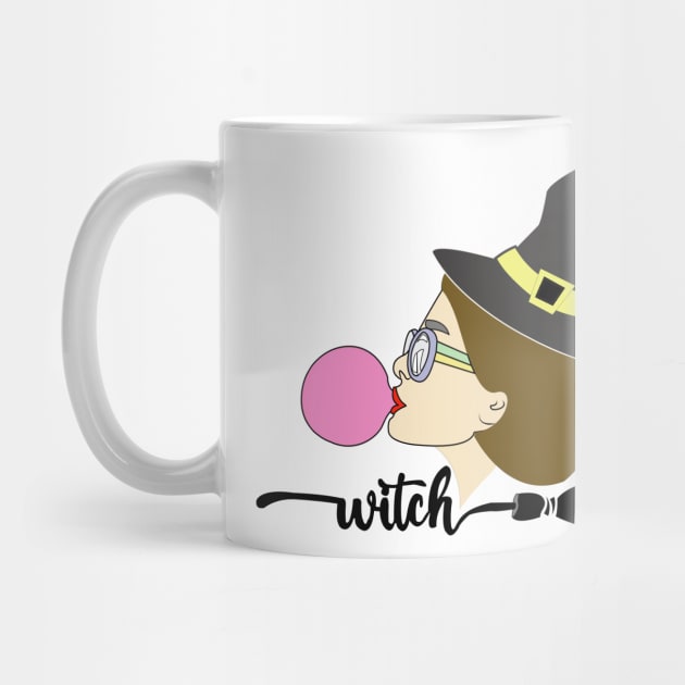 Fun, aesthetic, original witch, with gum and a broom. by Ideas Design